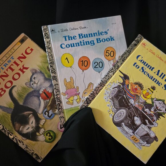 trio vintage Little Golden Books Counting Kittens Sesame Street - Picture 1 of 1